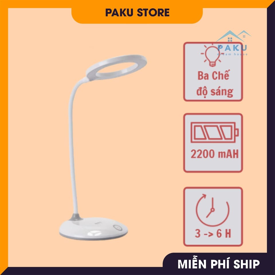 [NỘI ĐỊA TRUNG] Đèn bàn tích điện Kangming KM-6702 LED ba chế độ sáng, làm mờ, phù hợp đọc sách hoắc để phòng ngủ