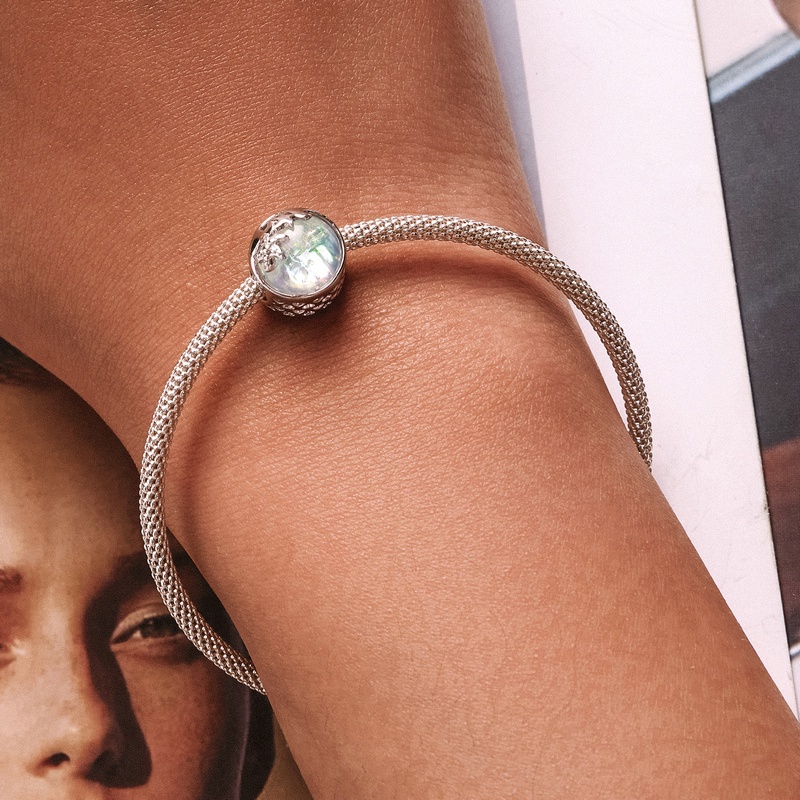 Phụ kiện hạt xỏ vòng tay Bamoer S925 hình vỏ sò trái tim thời trang mùa hè