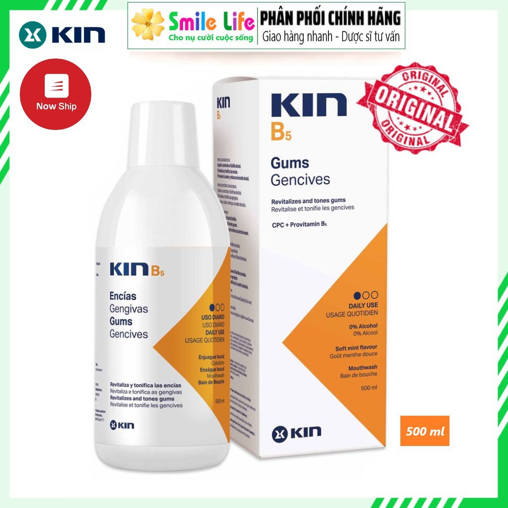 Súc miệng KinB5 ® 500ml - PHỤC HỒI MÔ NƯỚU &amp; MEN RĂNG