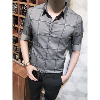 Áo sơ mi nam tay dài body kẻ ca rô 5D cực bảnh nha