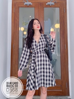 Bigsize Đầm caro buộc eo D368