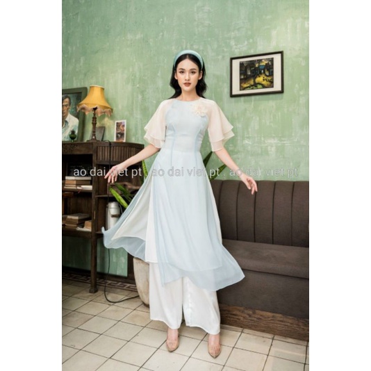 😘 Áo dài Cách tần 4 tà cao cấp đẹp sang chảnh mềm mại bay tà hàng thiết kế ảnh thật 100% . áo dài truyền thống ❤