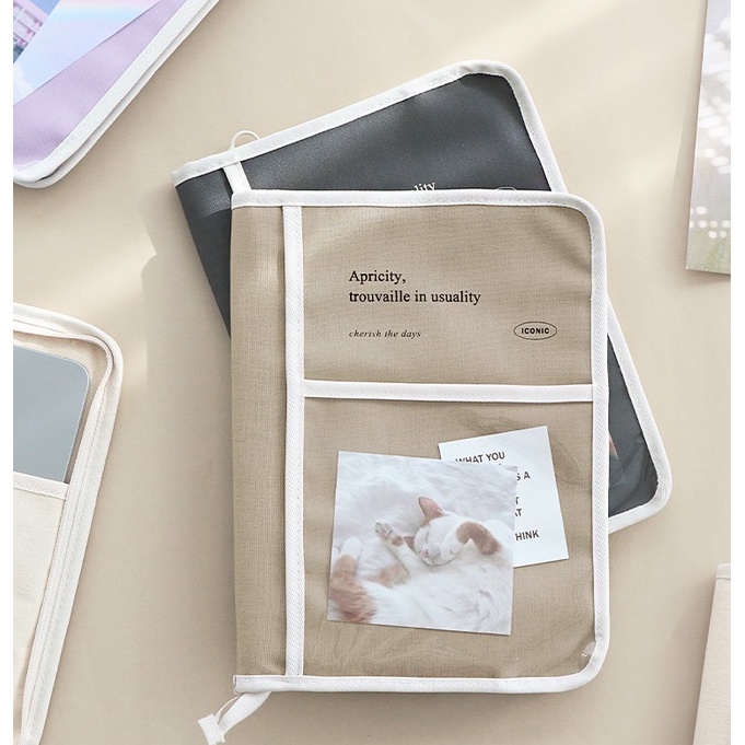 Túi Canvas Đựng Máy Tính Bảng 9.7 / 10 / 11 inch Thiết Kế Đơn Giản Phong Cách Hàn Quốc