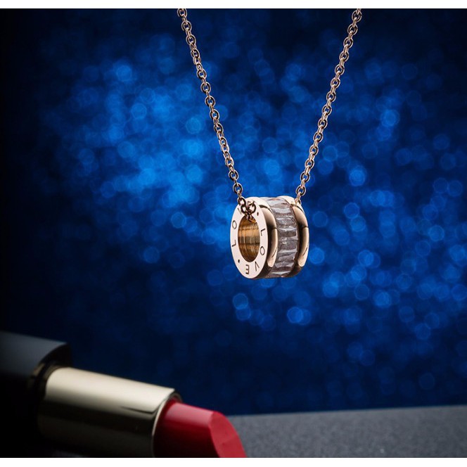 Dây Chuyền Khuyên Tròn Đính Đá Nhân Tạo Ti Tan Không Đen TT 0635