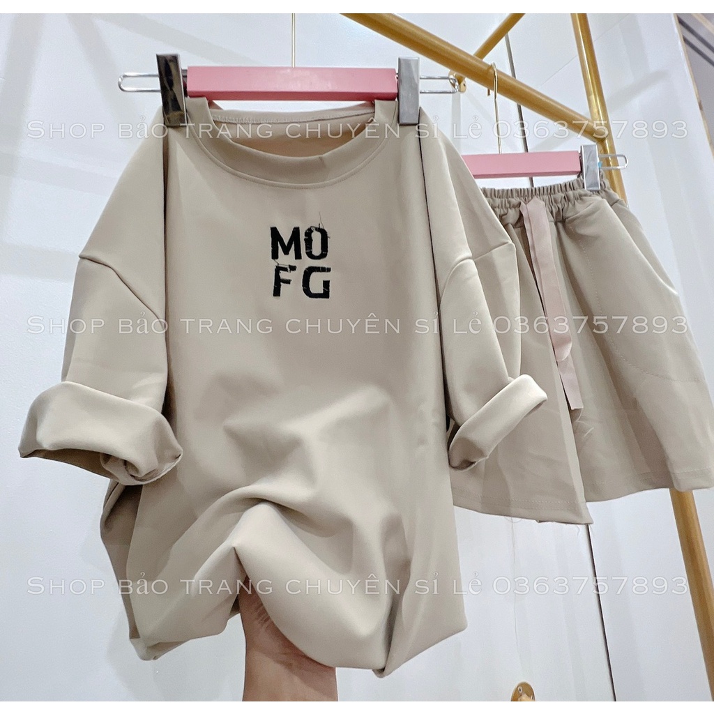 Set Bộ Đùi MO FG Form Rộng Unisex Nam Nữ Màu BE Hottrend 2022 Chất Coton Đanh Dày Mịn Form Rộng Kiểu Dáng Hàn