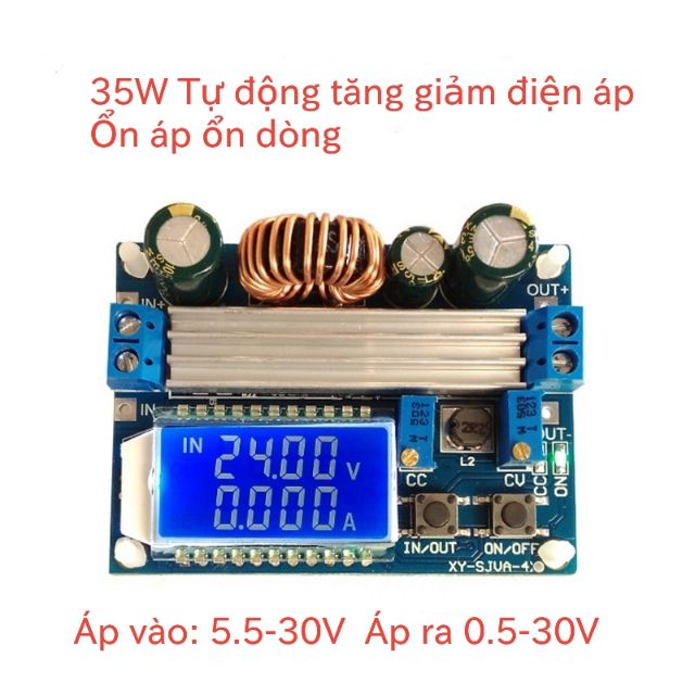 Mạch tăng áp hạ áp tự động ổn áp ổn dòng hiển thị LCD