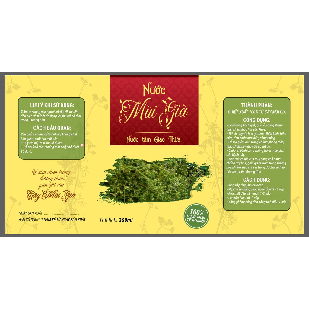 [500ml] Tinh chất Mùi Già -  NướcTắm Giao Thừa - Nước cất Mùi già tắm rửa, xông phòng, xông hơi, thanh lọc không khí