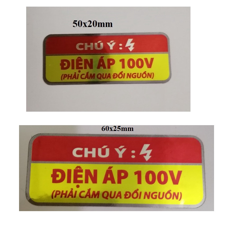 Combo 10 chiếc Tem cảnh báo điện 100V (dùng cho đồ điện nội địa Nhật 100V)