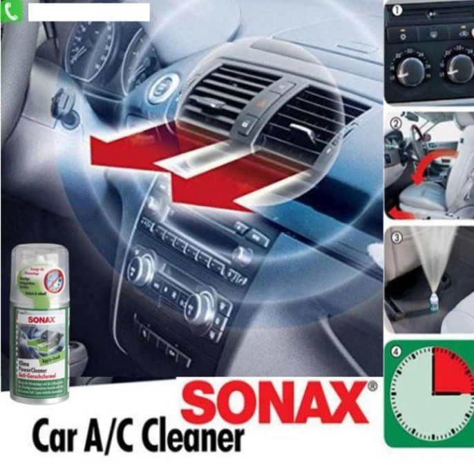 Sản phẩm Chai khử mùi, diệt khuẩn và làm sạch điều hòa ô tô Sonax 323600: Sonax Car A/C cleaner 100ml .