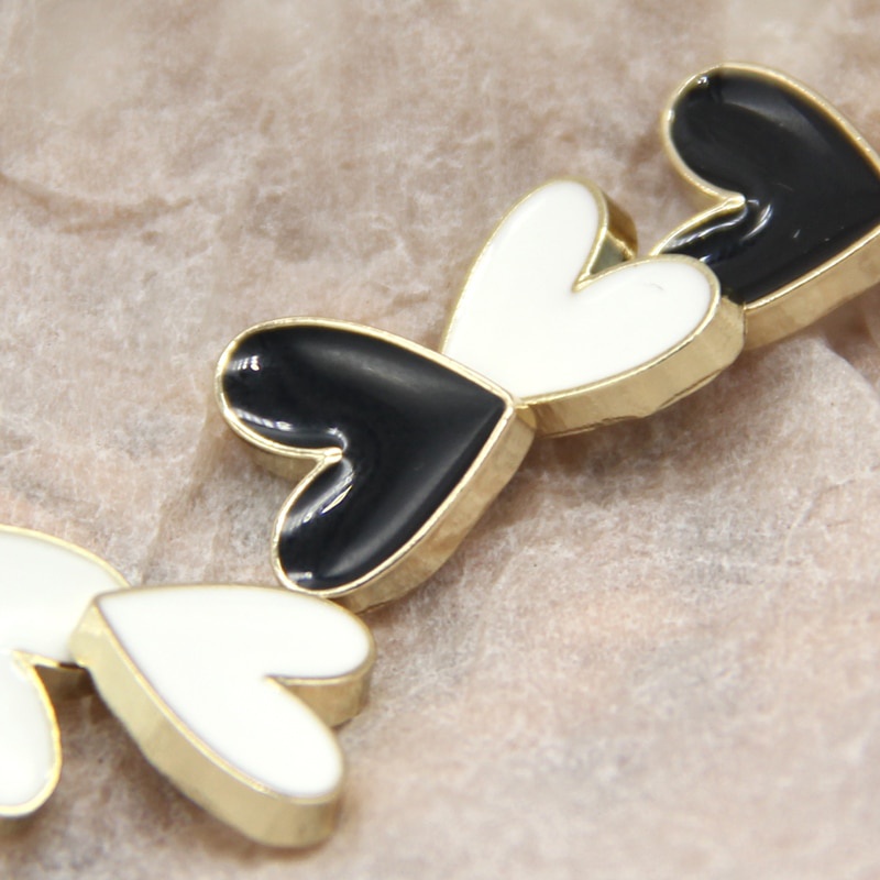 Set 5 nút áo kim loại hình trái tim mini DIY