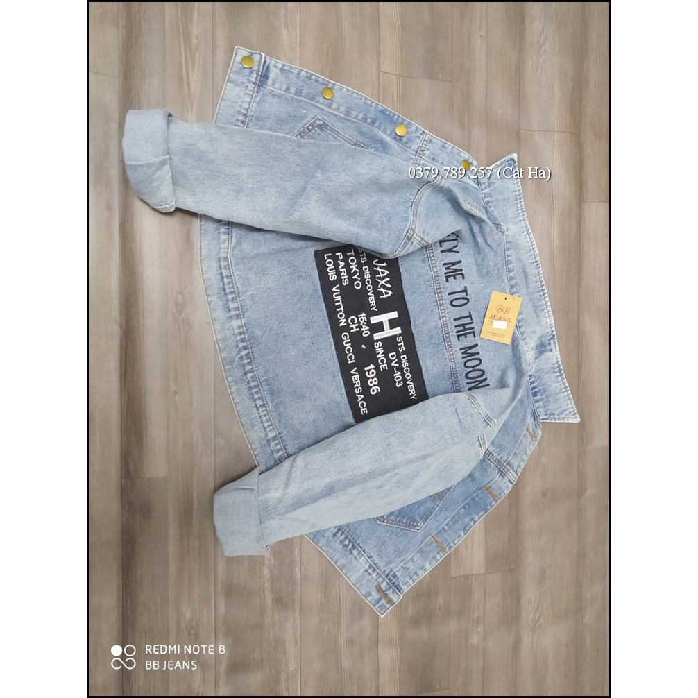 Aó khoác jean nữ xám xanh form dưới 58Kg Flymetomoon BB05