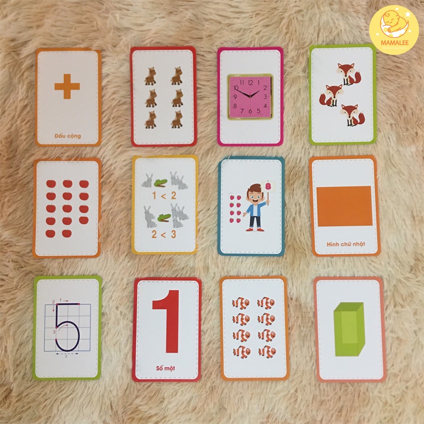 Bộ 42 Thẻ Học Toán Thông Minh Flash Card Theo Phương Pháp Glenn Doman Size Lớn 10x15cm (Cho Bé Từ 4 - 6 Tuổi)