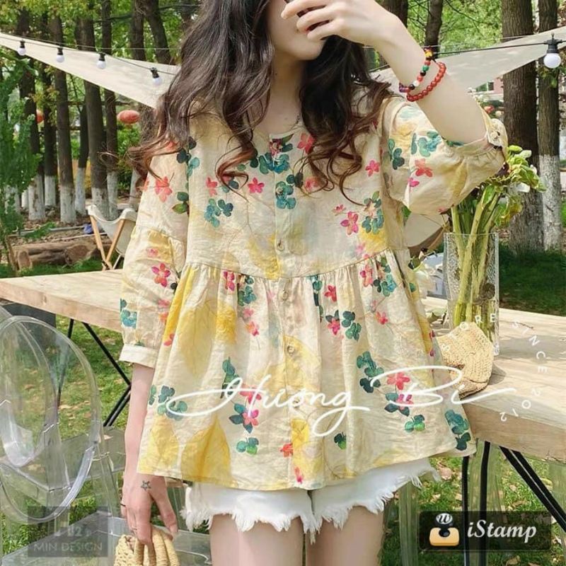Áo babydoll hoa xinh xắn tay lỡ cá tính | BigBuy360 - bigbuy360.vn