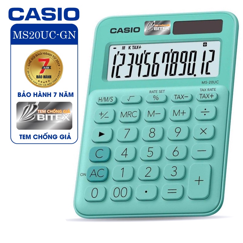 Máy tính CASIO MS-20UC (Nhiều màu) - Chính hãng Bitex, Bảo hành 7 năm