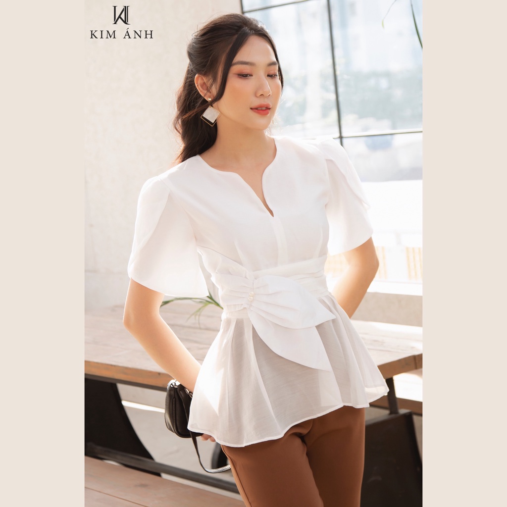 Áo Kiểu Thiết Kế Nữ Kim Ánh Woori Top Trẻ Trung, Thanh Lịch | BigBuy360 - bigbuy360.vn