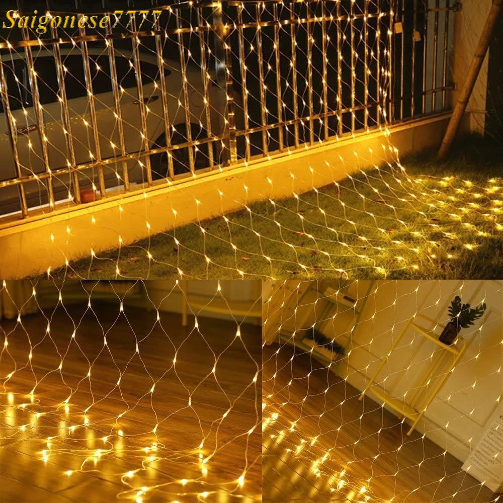 Dài 150*150 CM Rèm Đèn Led Chống Nước Đèn Mành Lưới Cá Trang Trí Ngoài Trời Quán Coffee Noel Lễ Tiệc
