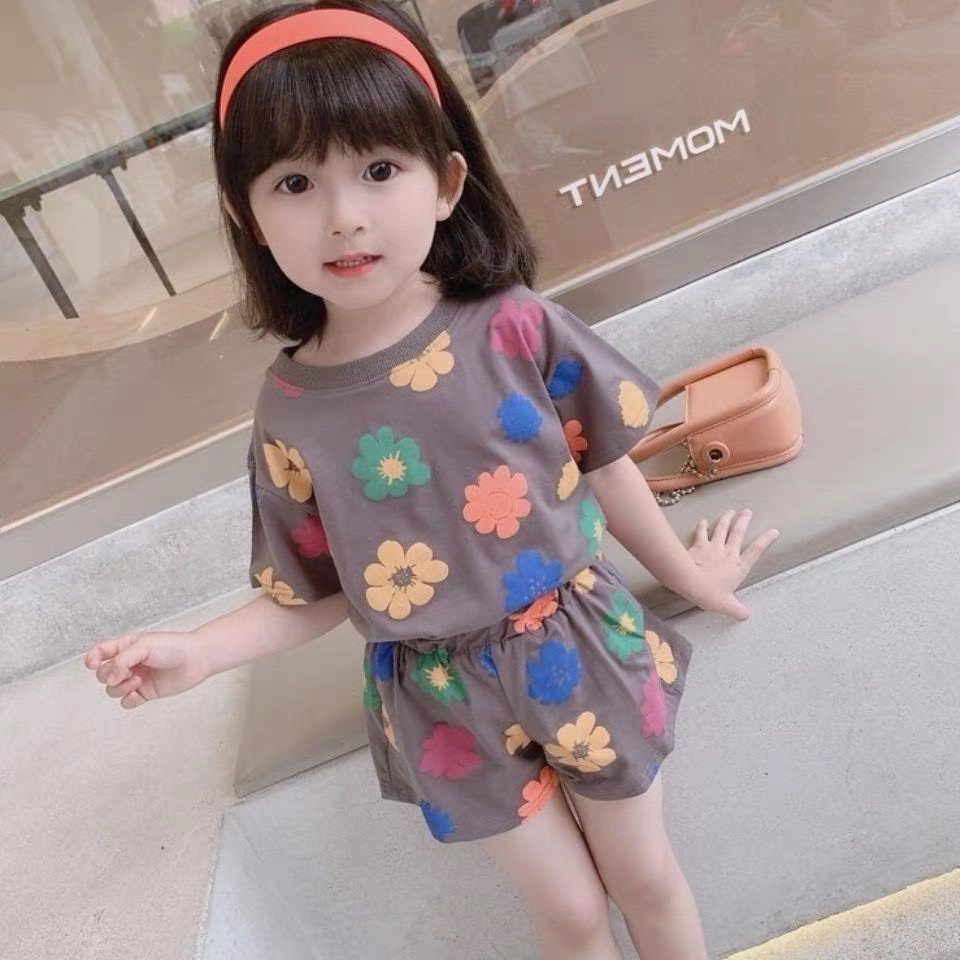 Bộ Cộc Tay Hoa Flower Chất Cotton Thoáng Mát Mềm Mịn Cho Bé Gái Từ 5Kg Đến 32Kg Thời Trang Trẻ Em Ken Store