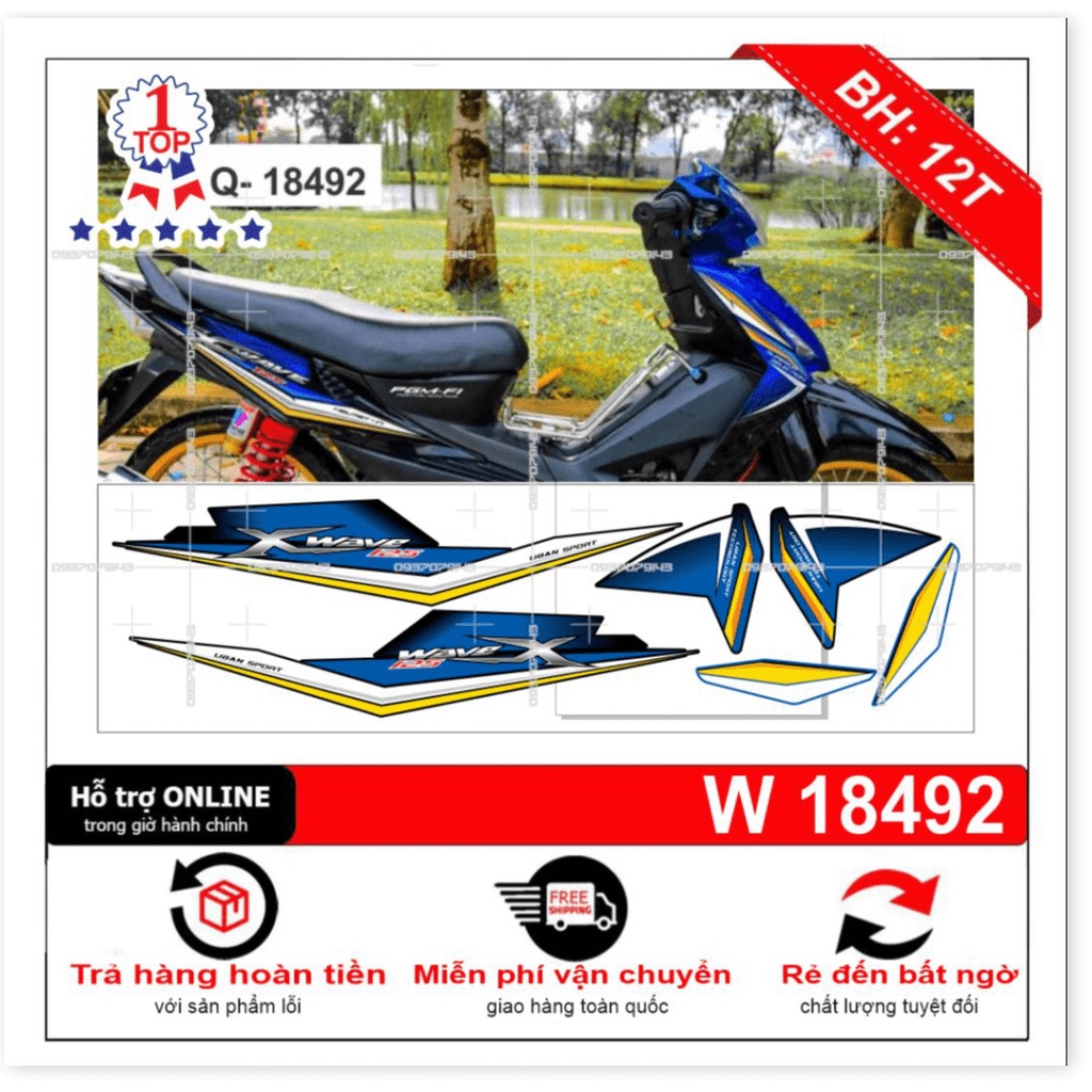 ( Quí khách vui lòng mang ra tiệm cho thợ dán ) Tem wave RSX đời đầu xanh đen