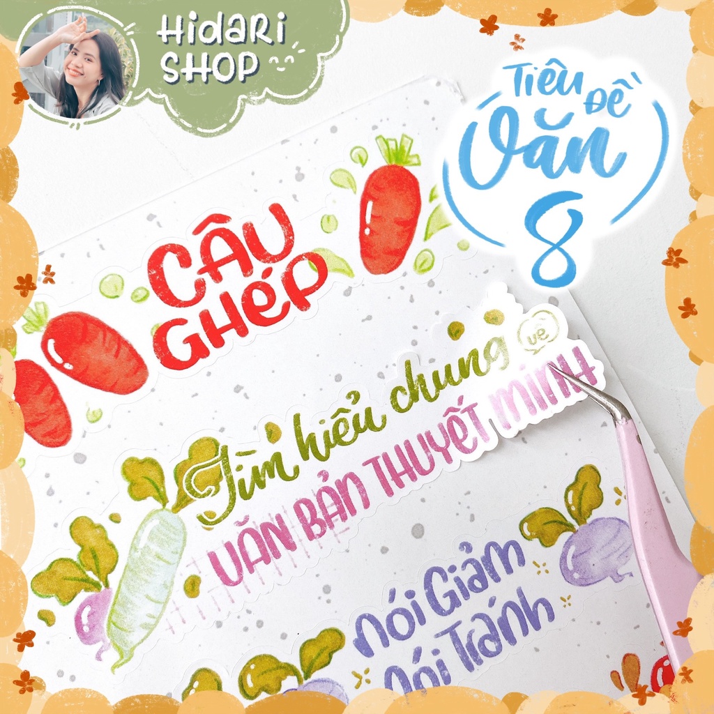 Sticker Tựa Bài Văn Học 8 - Sticker Ham Học - Hidari