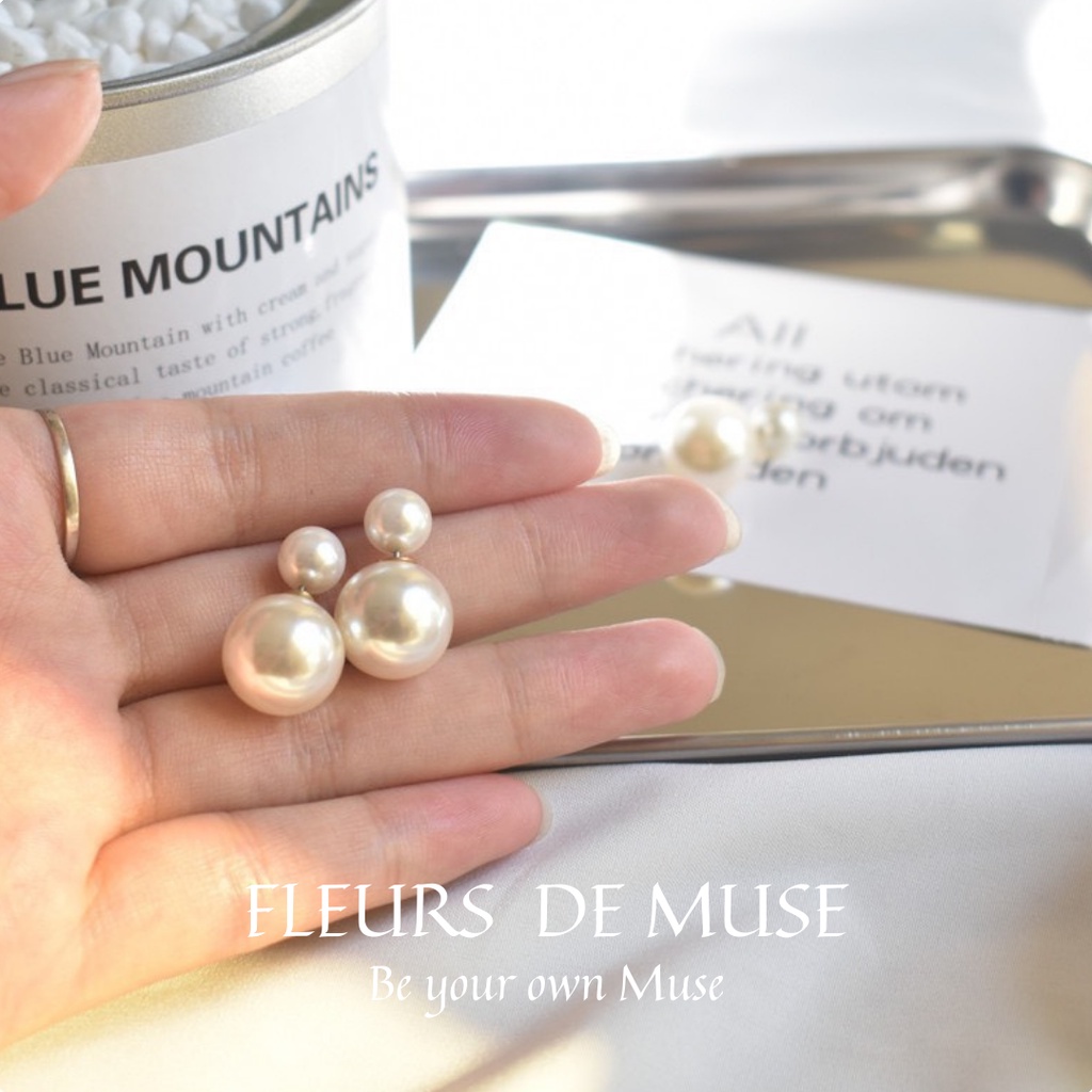 Khuyên tai hạt trai trắng thanh lịch dễ phối đồ Fleurs de Muse