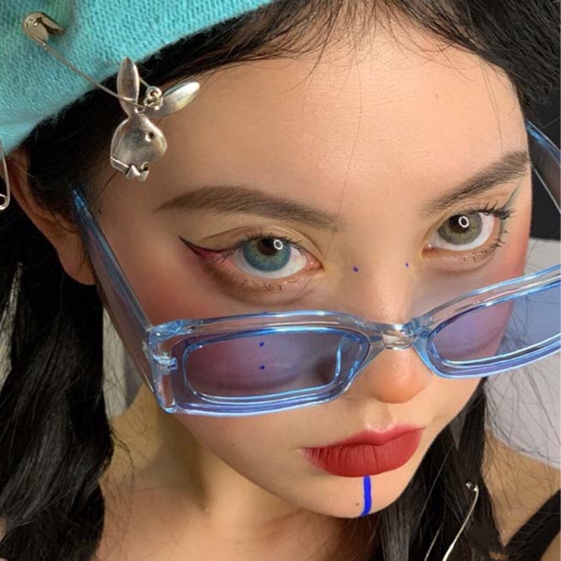 Kính Mát Gọng Vuông Nhỏ Trong Suốt Phong Cách Âu Mỹ Thời Trang Cho Nữ