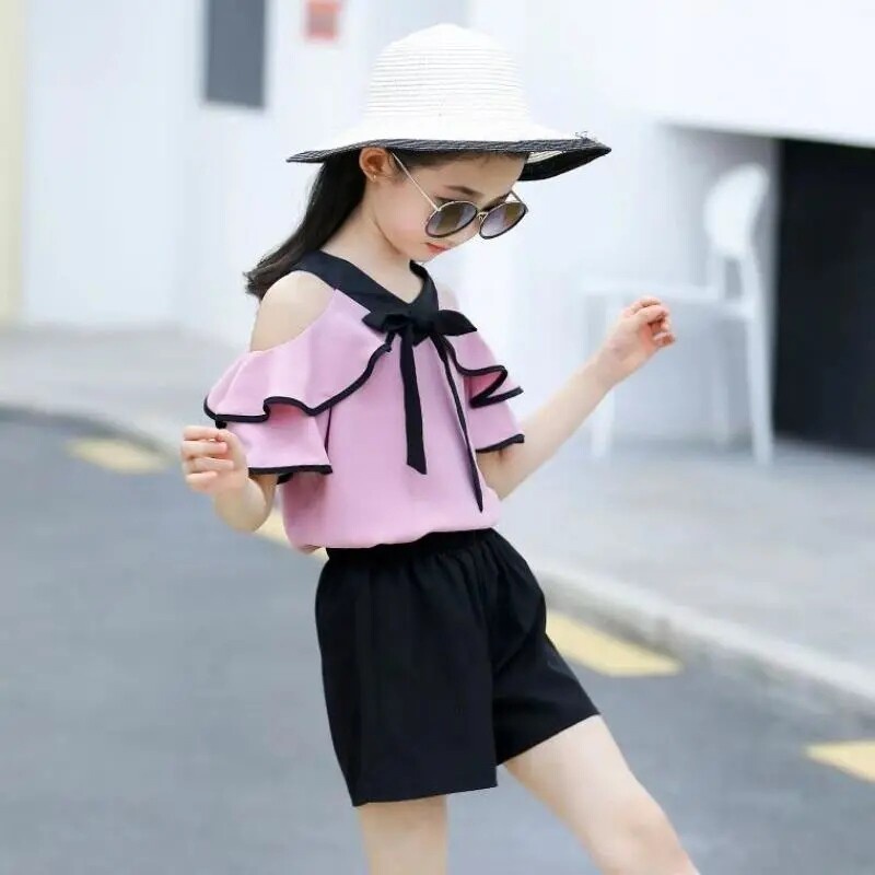Set 2 Món Áo Thun + Quần Short Thời Trang Hàn Quốc Cho Bé Gái Từ 3 Đến 4 Đến 5 Đến 6 Đến 7 Đến 8 Đến 9 Đến 10 Đến 11 12 Tuổi