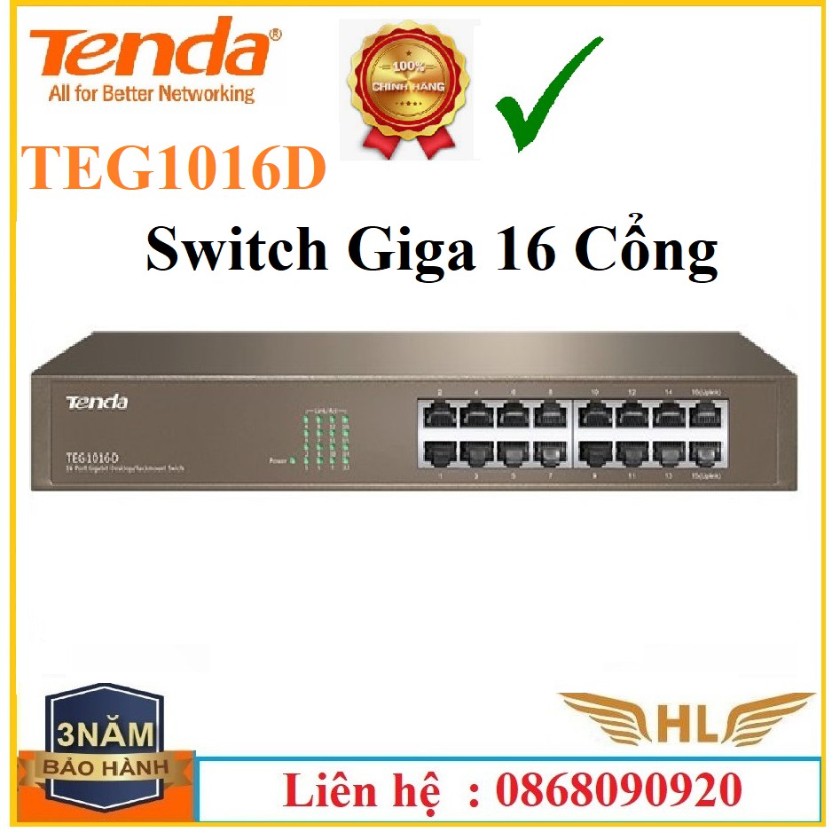 Switch 16 Cổng 1000Mbps Tenda TEG1016D - Hàng Chính Hãng