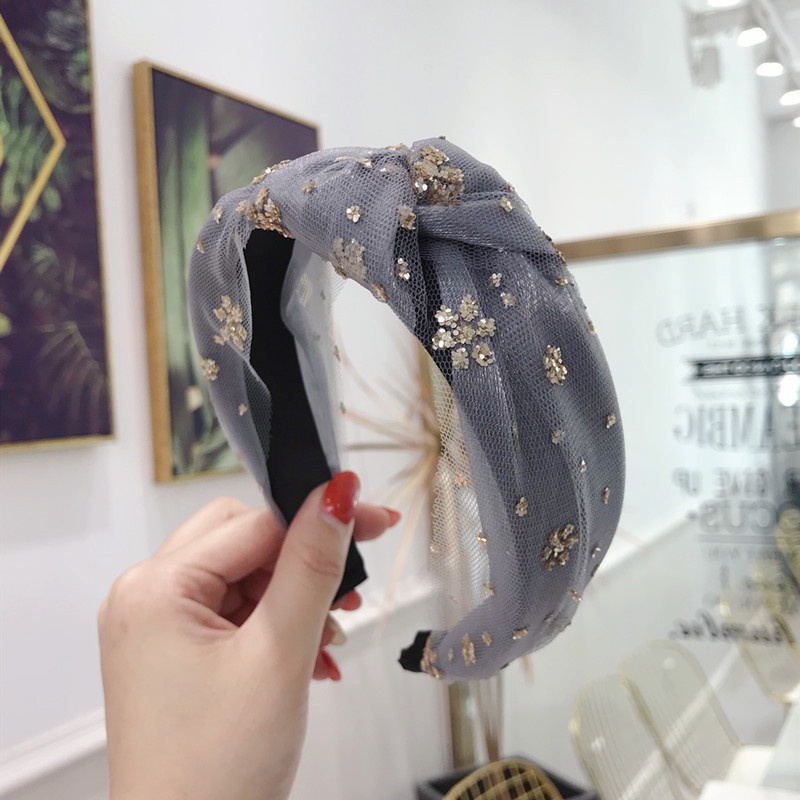 Băng Đô Vải Lưới Đính Kim Sa Thời Trang Dành Cho Nữ