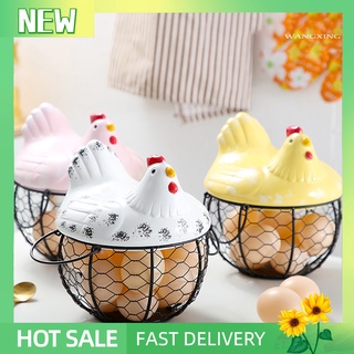 Rổ Sắt Đựng Trứng Chống Trượt Hình Gà Con Trang Trí Nhà Bếp