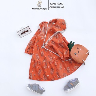Váy Trẻ Em Phuongboutique Váy Đầm Nhung Tăm Họa Tiết Nhí Cho Bé Gái Từ 8-14kg