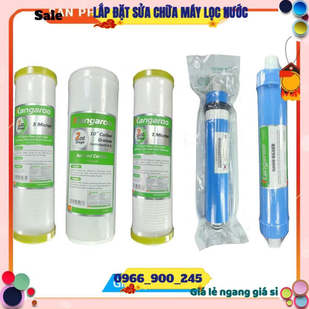 (Giá Gốc) Combo 5 lõi lọc nước Kangaroo số 1,2,3,4,5 👉 Bộ Từ 1 Đến 5 Của Máy Lọc Nước Kangaroo