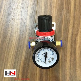 Van tăng giảm áp khi nén Airtac AR2000 có 2 đầu cút ra ống 4,6,8,10mm