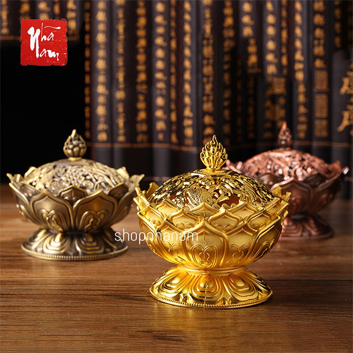 Lư hương đỉnh xông nụ trầm hương ba màu lò đốt nhang vòng nhang que đế chân nến phụ kiện thác khói TKPK_10