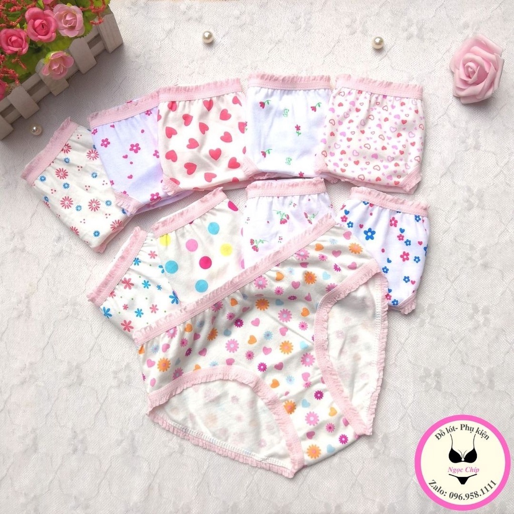 Quần lót bé gái, quần chíp tam giác  bé từ 2-12 tuổi 100% cotton co giãn, mềm mịn,thấm hút tốt màu sắc dễ thương NĐ05