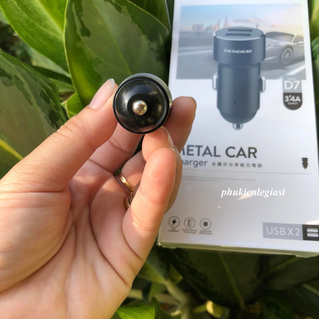 Cốc sạc Oto 2 cổng usb Sendem D7 dòng max 3.4A bảo hành 1 năm