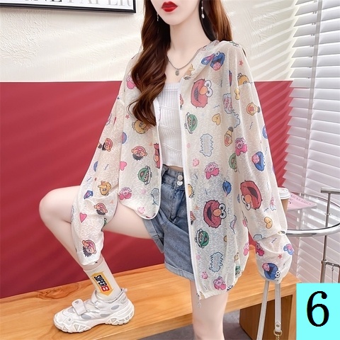 Áo Chống Nắng Bằng Lụa Lạnh Nhẹ Thoáng Khí In Họa Tiết Hoạt Hình Phong Cách Phương Tây Thời Trang Cho Nữ