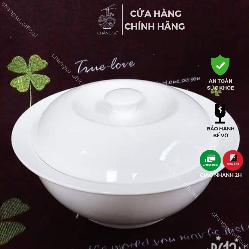 ÂU SỨ CÓ NẮP-BÁT TÔ ĐỰNG CƠM ĐỰNG CANH-DUNG TÍCH-1LÍT-SỨ MINH CHÂU