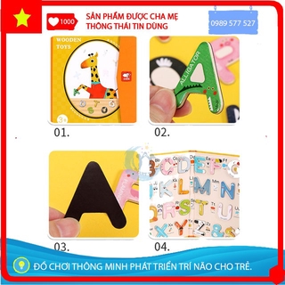 [Phát Triển Ngôn Ngữ] Bộ 26 Chữ Cái In Hoa Nổi Bằng Gỗ Nam Châm Cho Bé