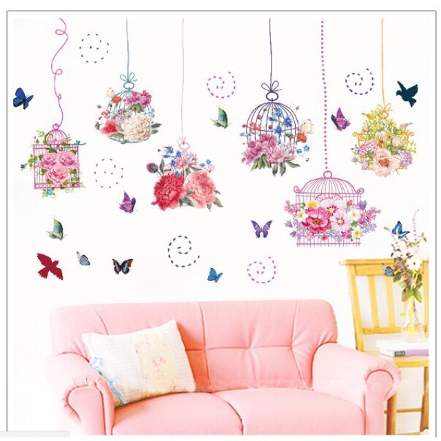 Decal dán tường dây treo giỏ hoa xinh xắn | BigBuy360 - bigbuy360.vn