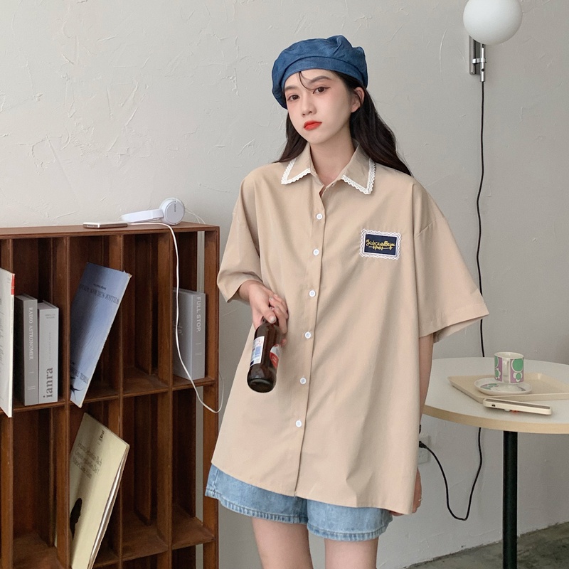 SUXI Áo sơ mi nữ tay ngắn dáng rộng thời trang mới mùa hè phong cách Hàn Quốc