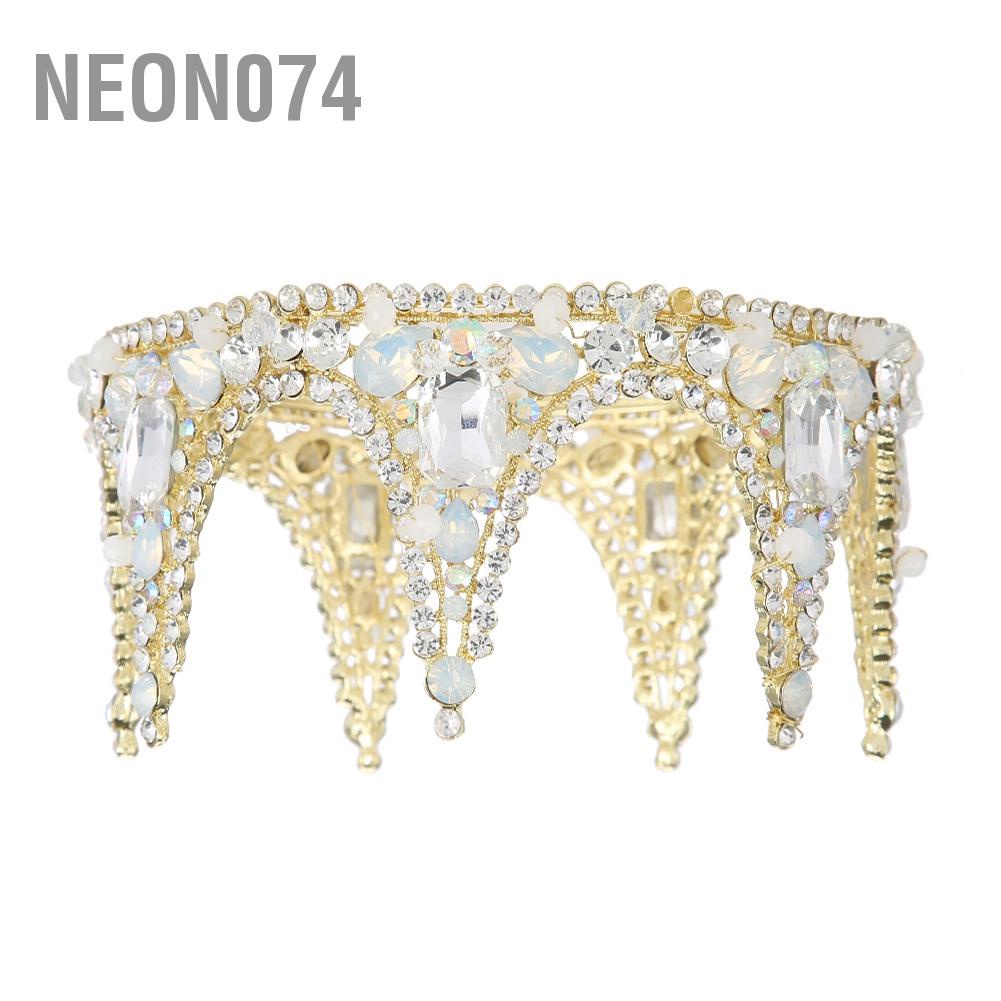 Neon074 Neon074 Phụ kiện tóc cưới Tiara Vương miện làm bằng tay cho cô dâu tròn trang sức phụ nữ