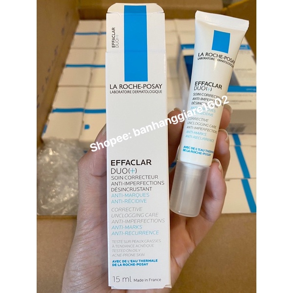 La Roche Posay Set 2 món kem chấm mụn Duo+ 15ml & Gel rửa mặt cho da dầu mụn Effaclar Gel 50ml