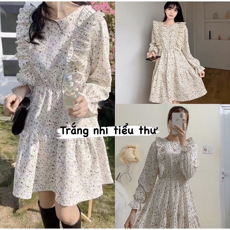 [Ảnh thật]Váy hoa nhí Chiffon cao cấp kiểu dáng vintage Hàng Quảng Châu loại đẹp- Đầm ulzzang lụa Đẹp