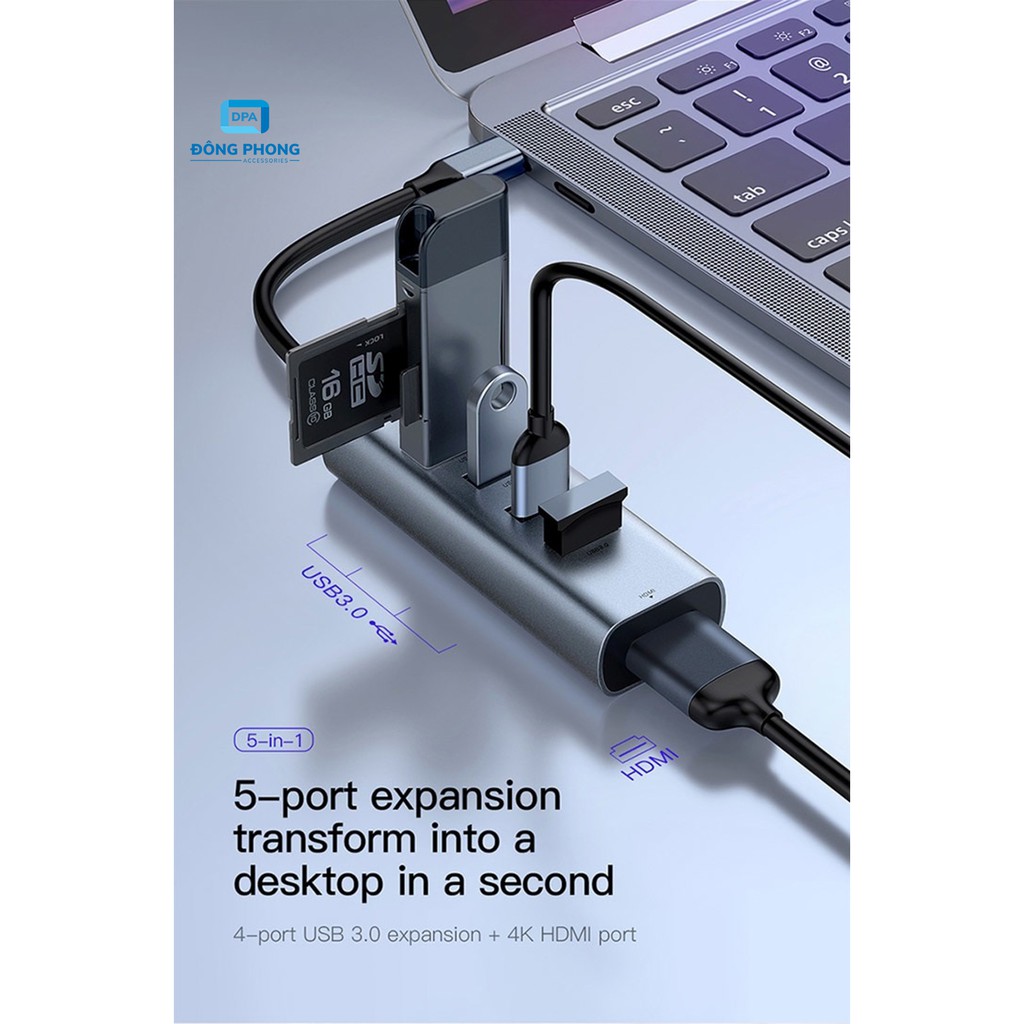 Hub Chuyển Type C to USB 3.0 và HDMI Baseus Enjoy Series