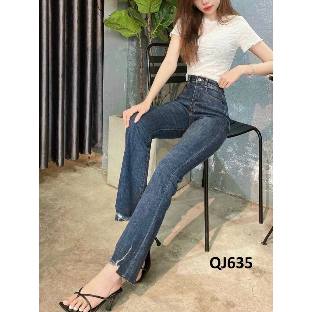 Quần jeans ống loe - ống vẩy cắt gấu QJ635