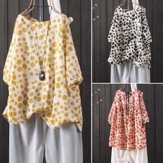 Áo Blouse nữ tay dài họa tiết chấm bi