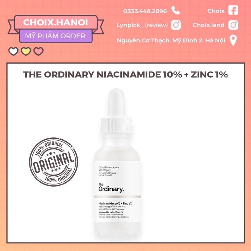 ( BILL MỸ SEPHORA - DECIEM) Serum Niacinamide 10% + Zin 1% The Ordinary