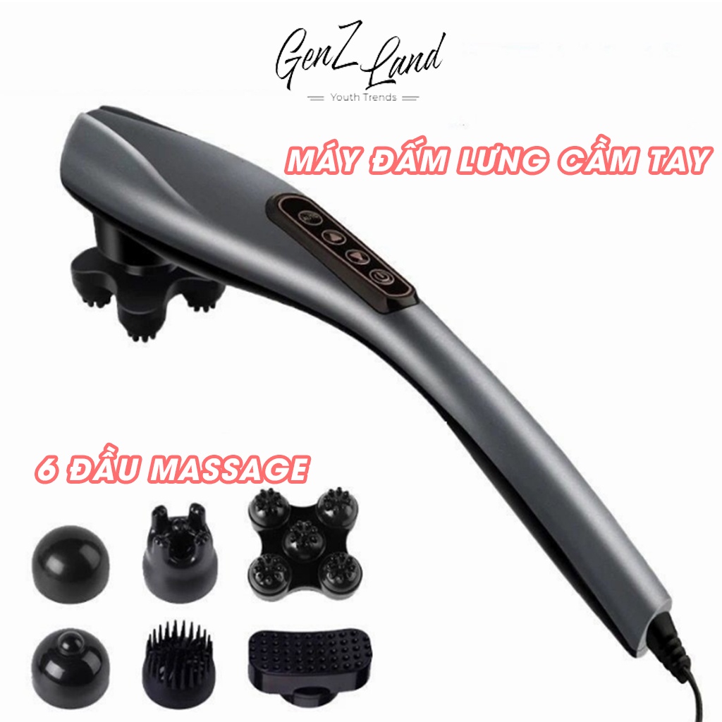 Máy Đấm Lưng Cầm Tay, 6 Đầu Massage Thay Thế, 2 Phiên Bản Có Dây và Không Dây