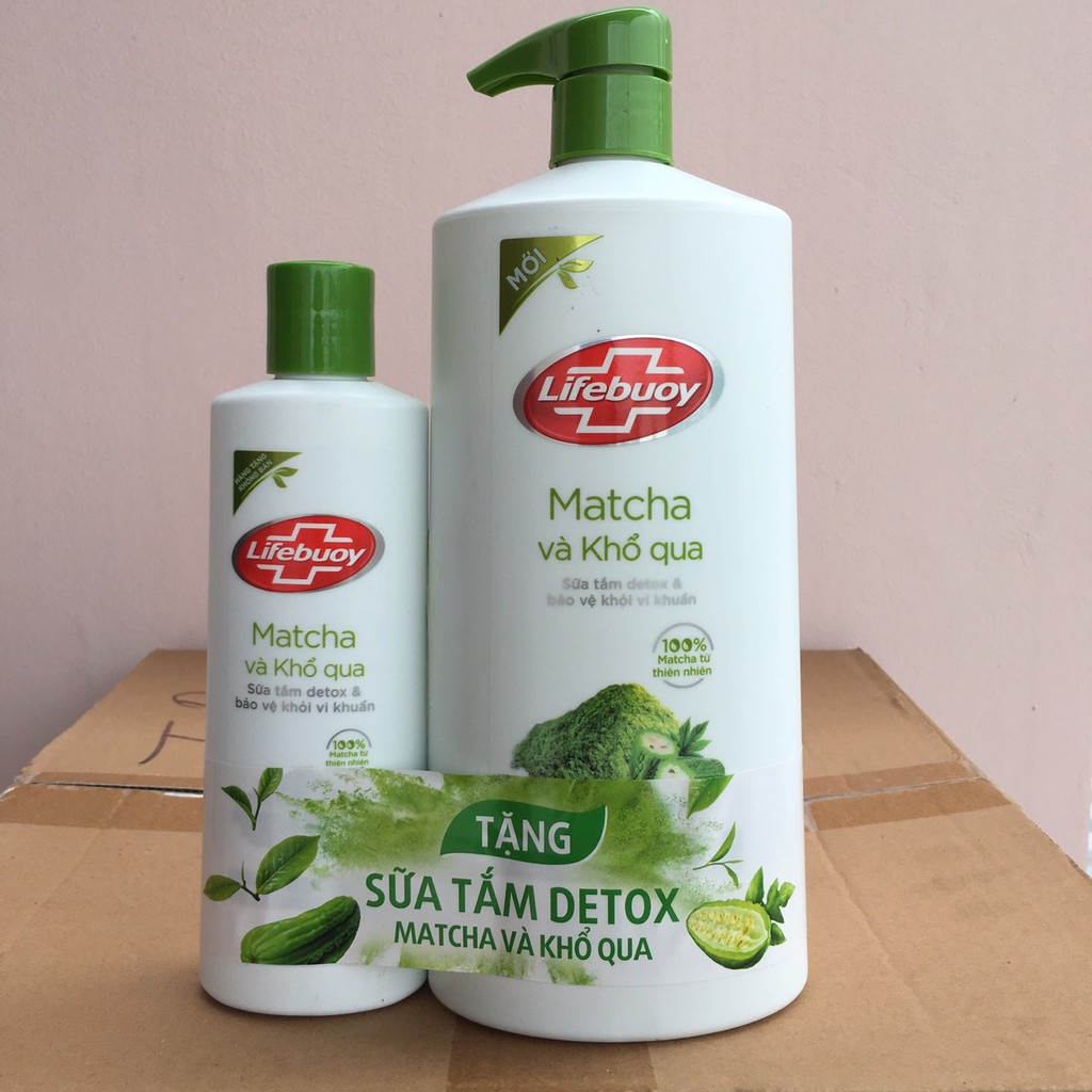 Sữa tắm Lifebuoy matcha khổ qua 850g + tặng sửa tắm 200g