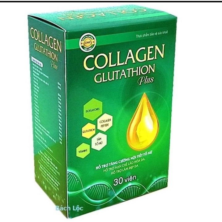 Viên uống đẹp da Collagen Glutathion Plus - thành phần sâm tố nữ 300mg, Isoflavons200mg Giúp tăng cường nội tiết tố,